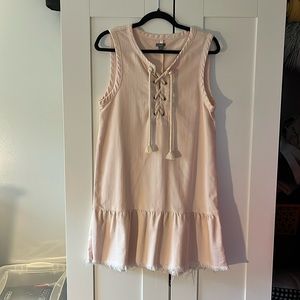 Light Pink Tie-Up Denim Dress